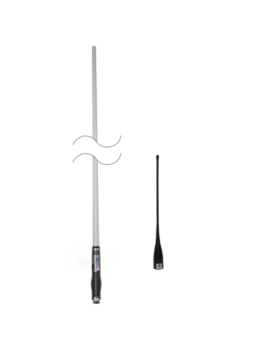 Q-Fit CDQ8000 + CDQ34 City/Country UHF CB Antenna Pack 477 MHz - White / Chrome