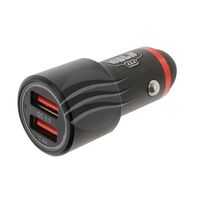 DUAL USB IN CAR SOCKET CHARGER QC3 & 2.4a blue LED