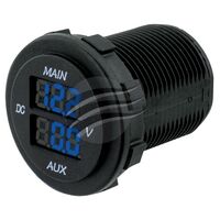 DUAL VOLTMETER 5-30v blue LED 29mm DIA
